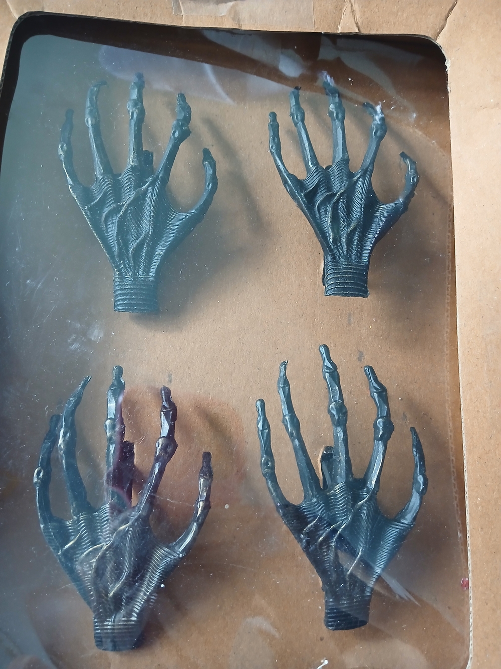 Christian Lacroix Maison Set Of 4 Skeleton Hand Black Metal, Box Lil Damage.